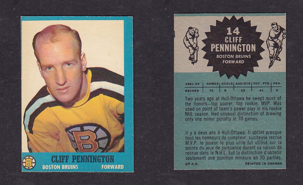 1962-63 TOPPS HOCKEY CARD #14 C. PENNINGTON photo