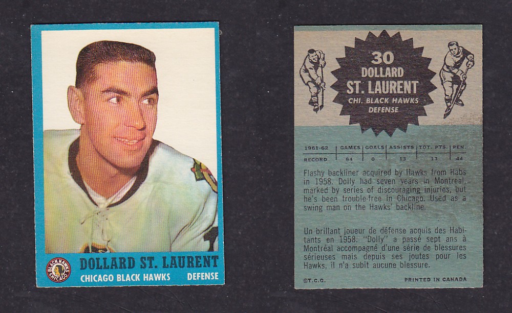 1962-63 TOPPS HOCKEY CARD #30 D. ST. LAURENT photo