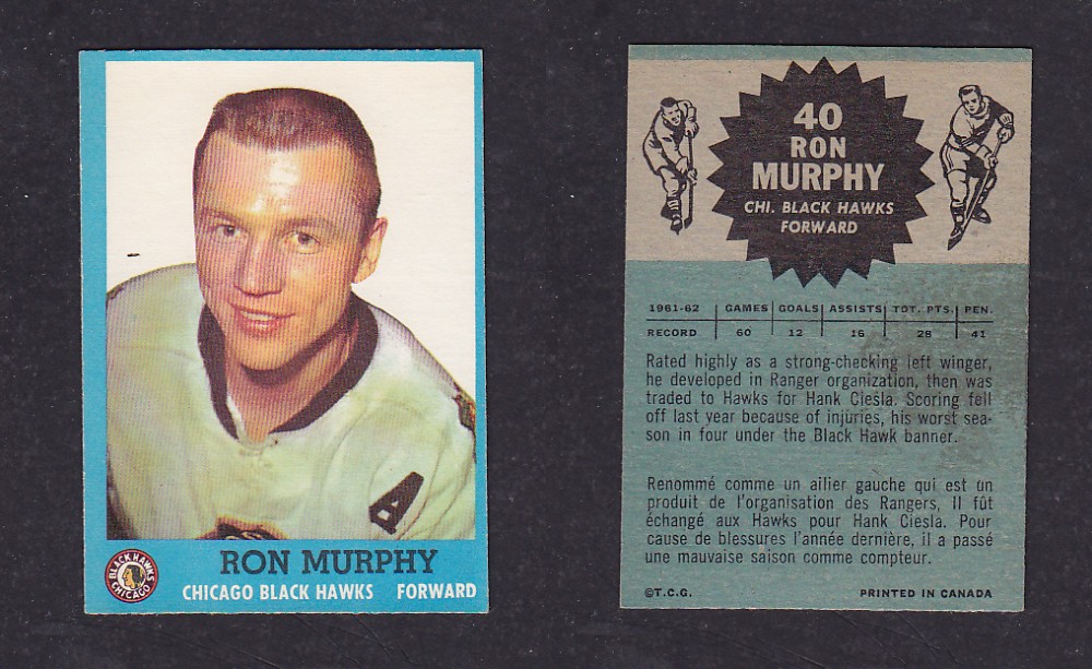 1962-63 TOPPS HOCKEY CARD #40 R. MURPHY photo