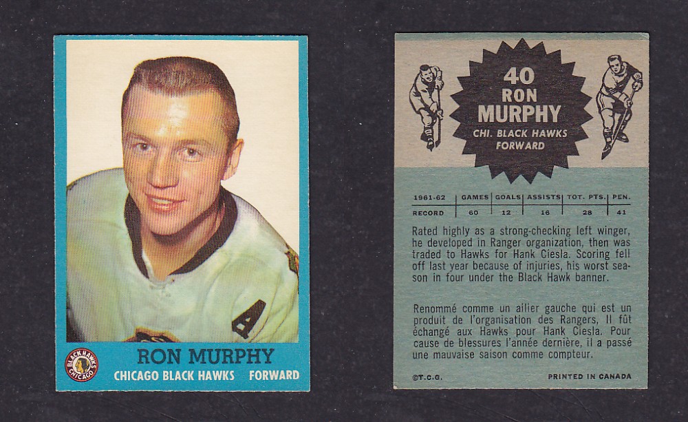 1962-63 TOPPS HOCKEY CARD #40 R. MURPHY photo