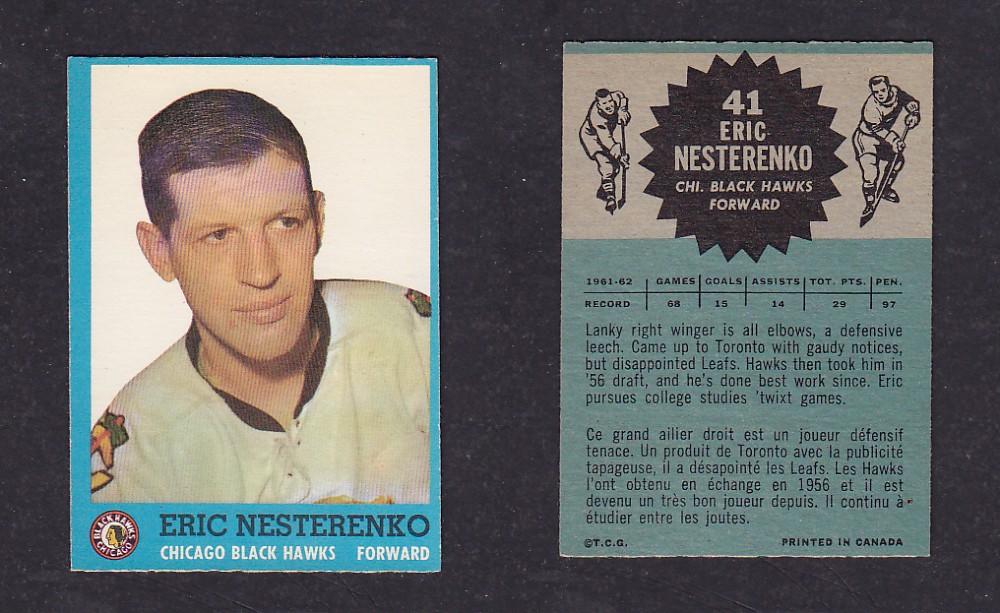 1962-63 TOPPS HOCKEY CARD #41 E. NESTERENKO photo