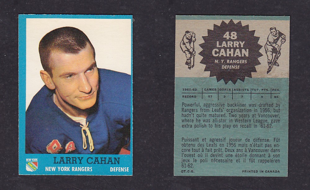 1962-63 TOPPS HOCKEY CARD #48 L. CAHAN photo