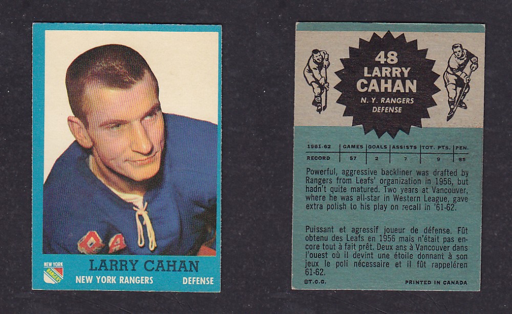 1962-63 TOPPS HOCKEY CARD #48 L. CAHAN photo