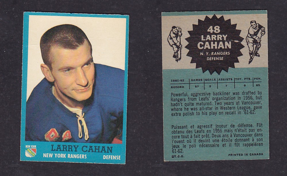 1962-63 TOPPS HOCKEY CARD #48 L. CAHAN photo