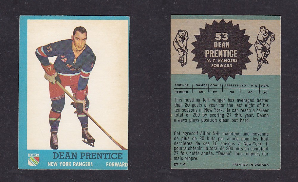 1962-63 TOPPS HOCKEY CARD #53 D. PRENTICE photo