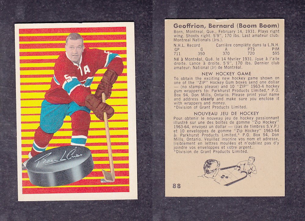 Cs Parkhurst Hockey Card B Geoffrion Capital