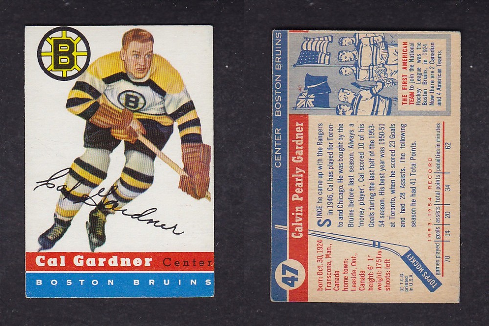 1954-55 TOPPS HOCLEY CARD #47 C. GARDNER photo