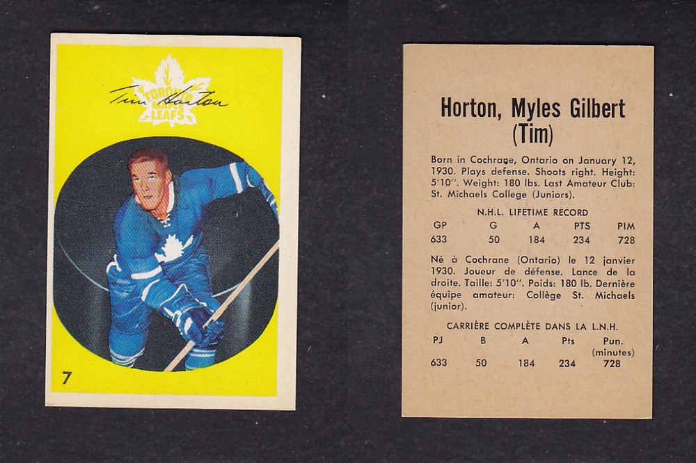 1962-63 PARKHURST HOCKEY CARD #7 T. HORTON photo