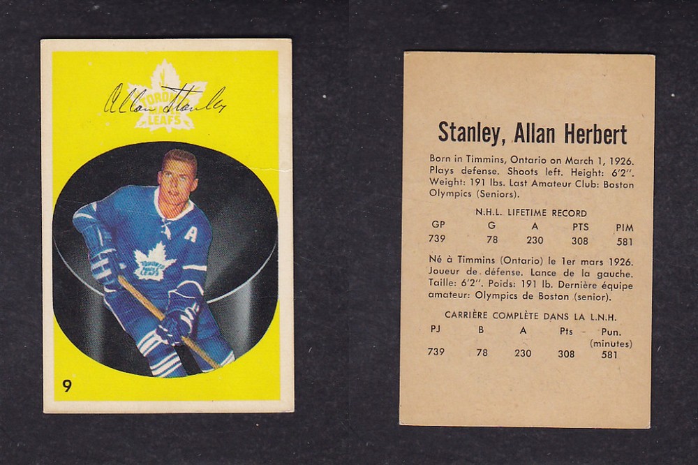 1962-63 PARKHURST HOCKEY CARD #9 A. STANLEY photo