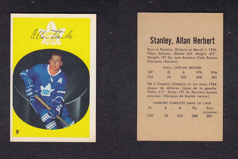 1962-63 PARKHURST HOCKEY CARD #9 A. STANLEY photo