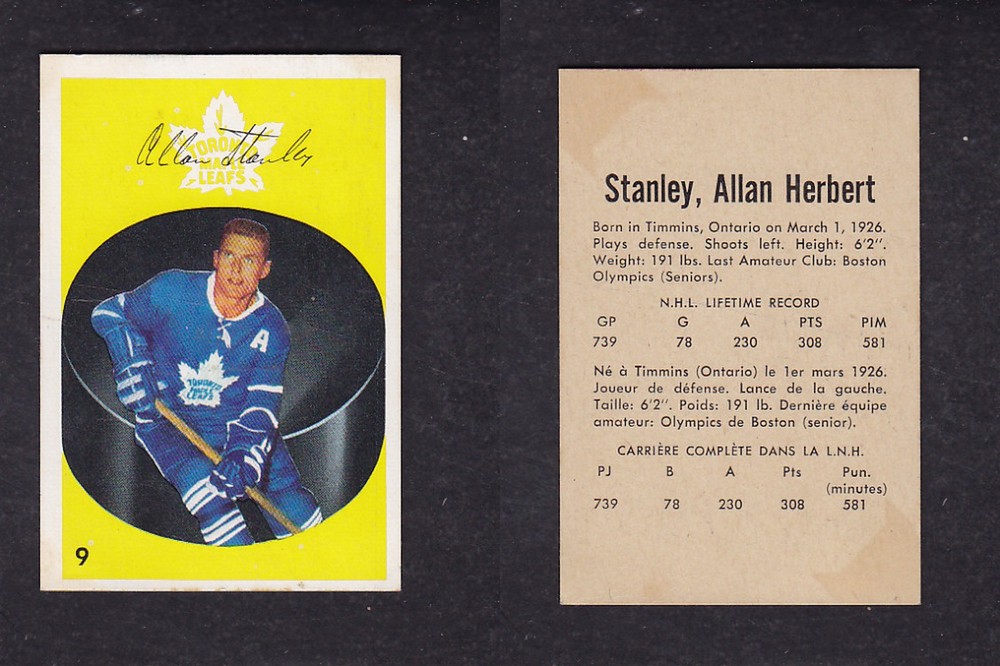 1962-63 PARKHURST HOCKEY CARD #9 A. STANLEY photo