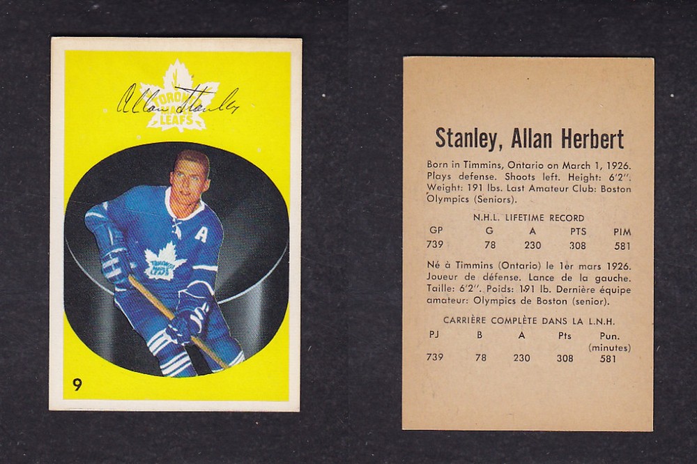 1962-63 PARKHURST HOCKEY CARD #9 A. STANLEY photo