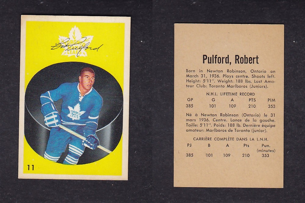 1962-63 PARKHURST HOCKEY CARD #11 R. PULFORD photo