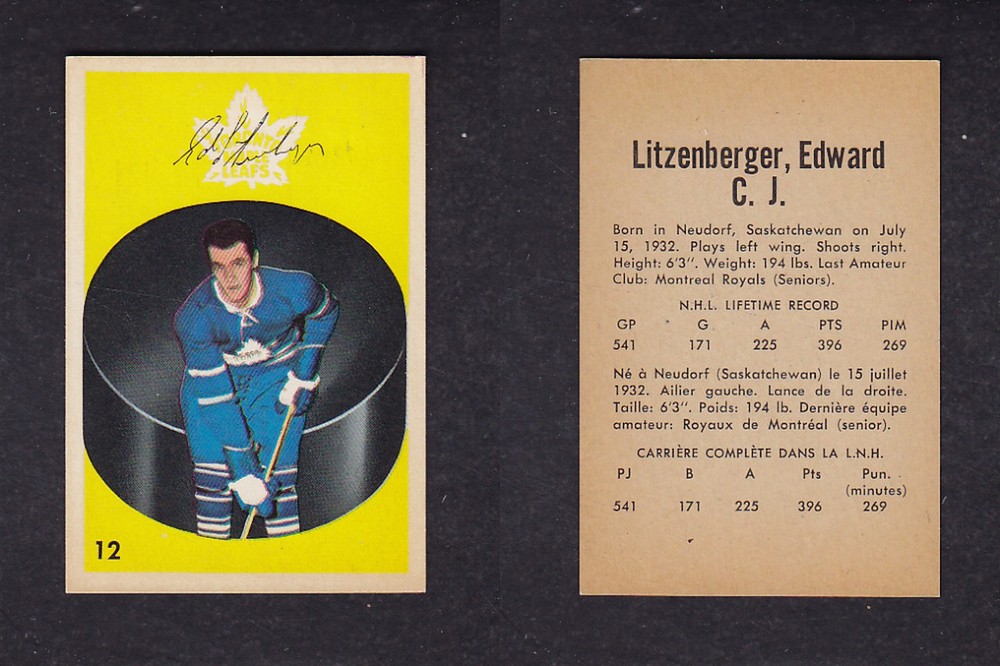 1962-63 PARKHURST HOCKEY CARD #12 E. LITZENBERGER photo