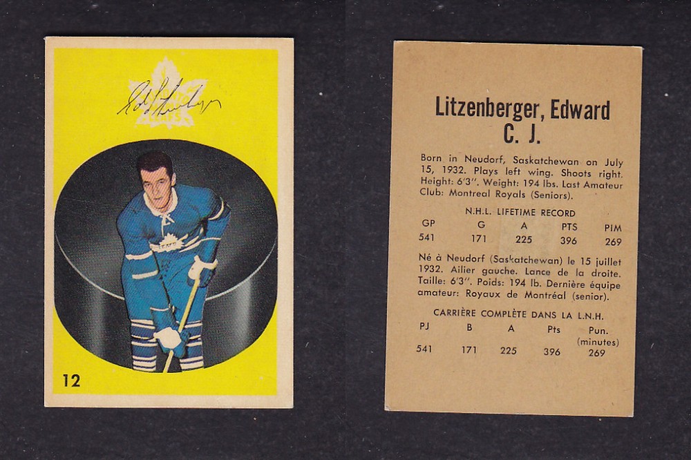 1962-63 PARKHURST HOCKEY CARD #12 E. LITZENBERGER photo