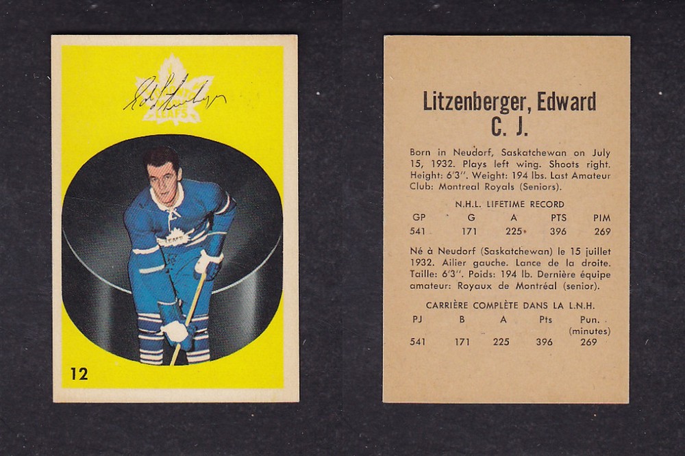 1962-63 PARKHURST HOCKEY CARD #12 E. LITZENBERGER photo