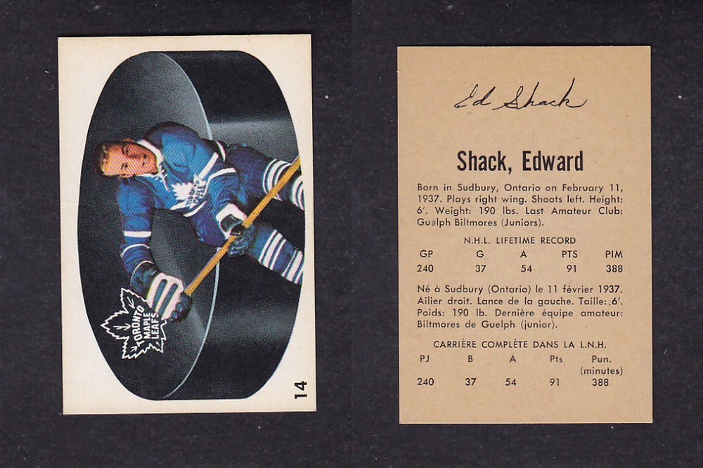 1962-63 PARKHURST HOCKEY CARD #14 E. SHACK photo