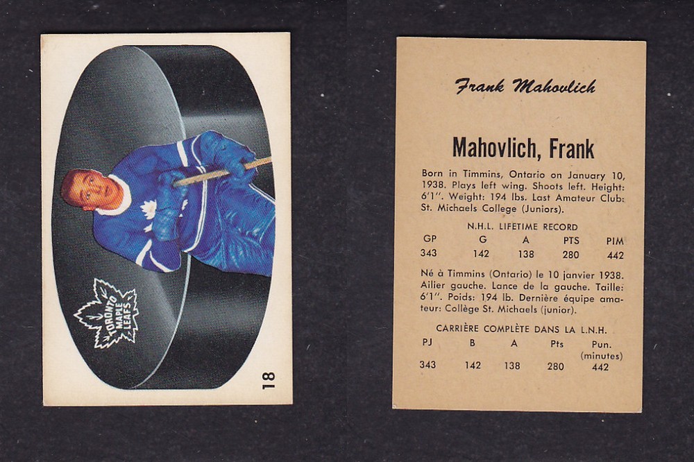 1962-63 PARKHURST HOCKEY CARD #18 F. MAHOVLICH photo