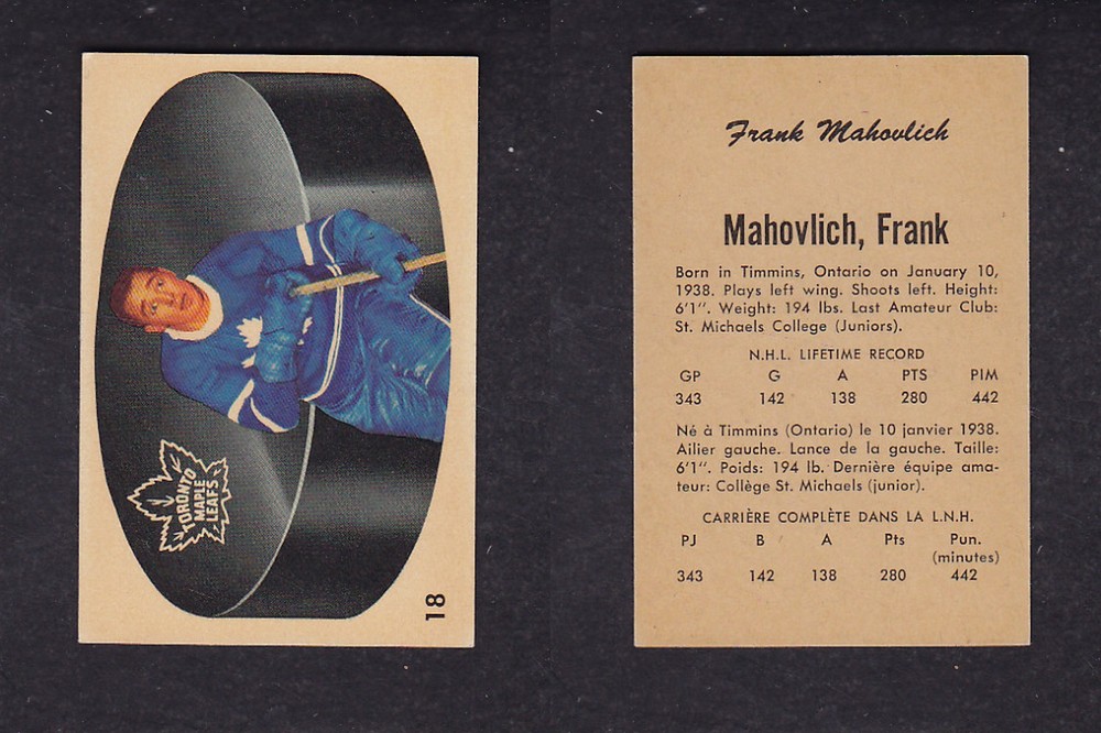 1962-63 PARKHURST HOCKEY CARD #18 F. MAHOVLICH photo