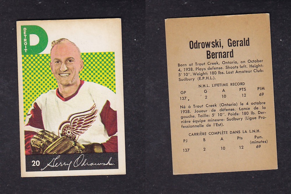 1962-63 PARKHURST HOCKEY CARD #20 G. ODROWSKI photo