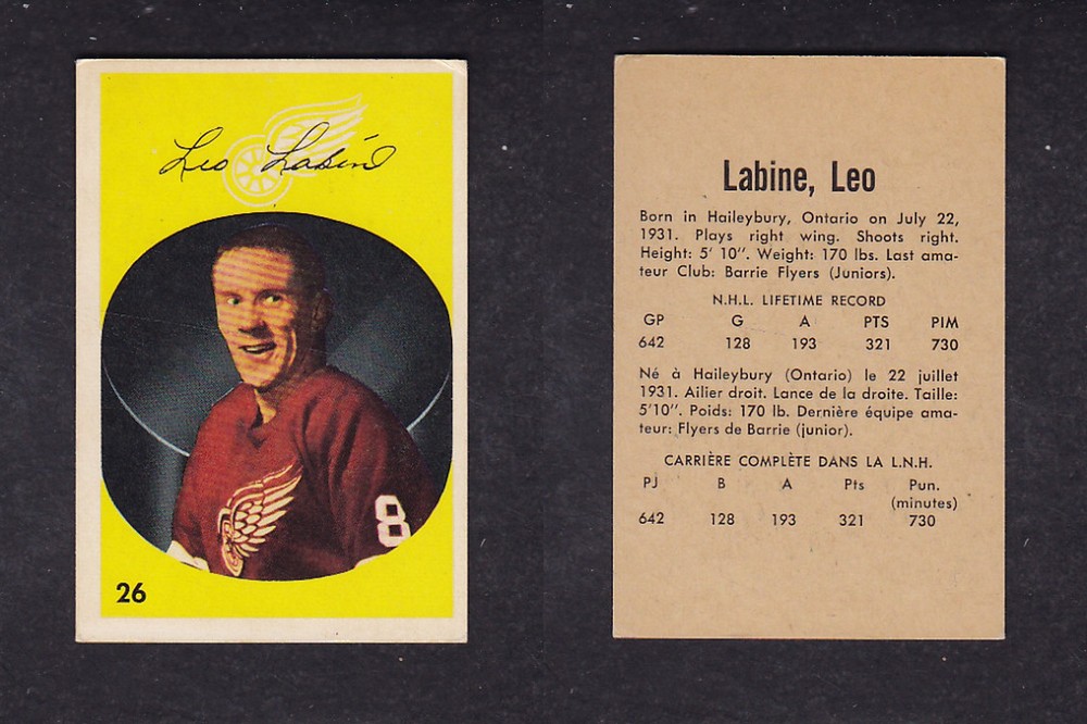 1962-63 PARKHURST HOCKEY CARD #26 L. LABINE photo