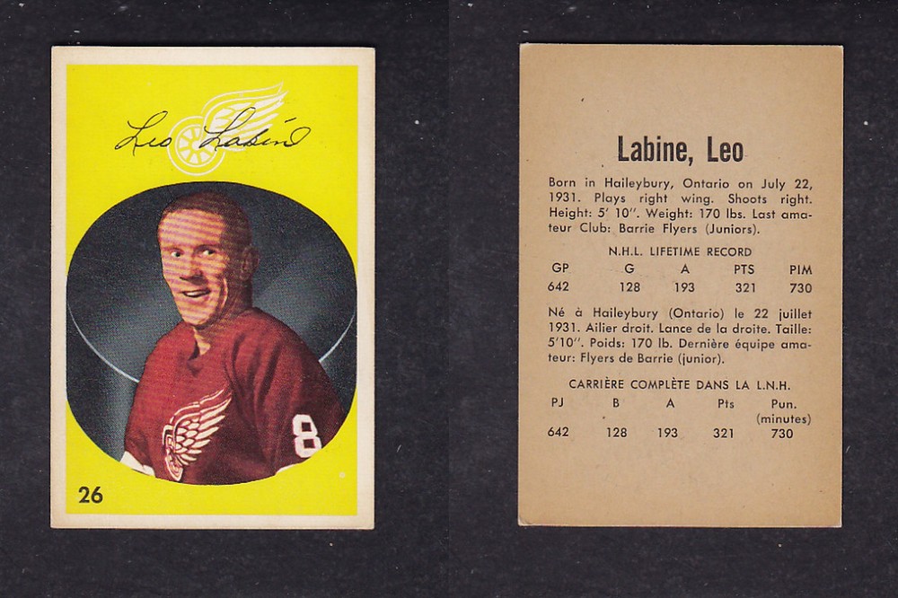 1962-63 PARKHURST HOCKEY CARD #26 L. LABINE photo