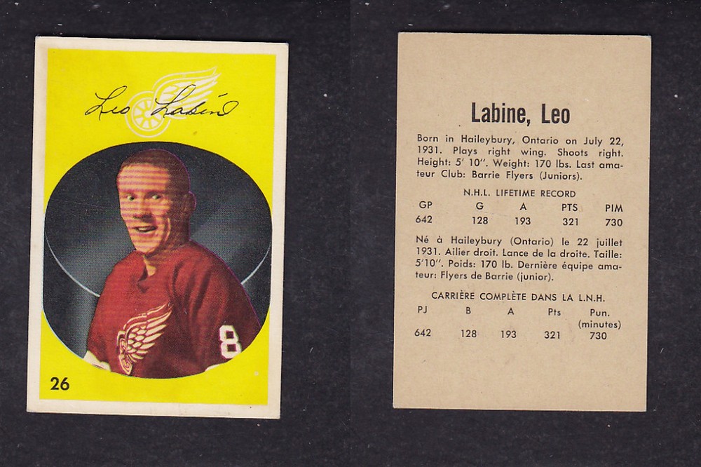 1962-63 PARKHURST HOCKEY CARD #26 L. LABINE photo