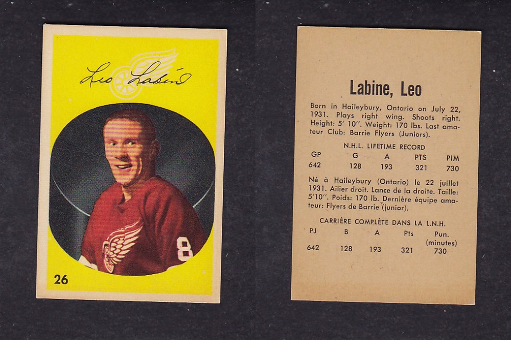 1962-63 PARKHURST HOCKEY CARD #26 L. LABINE photo