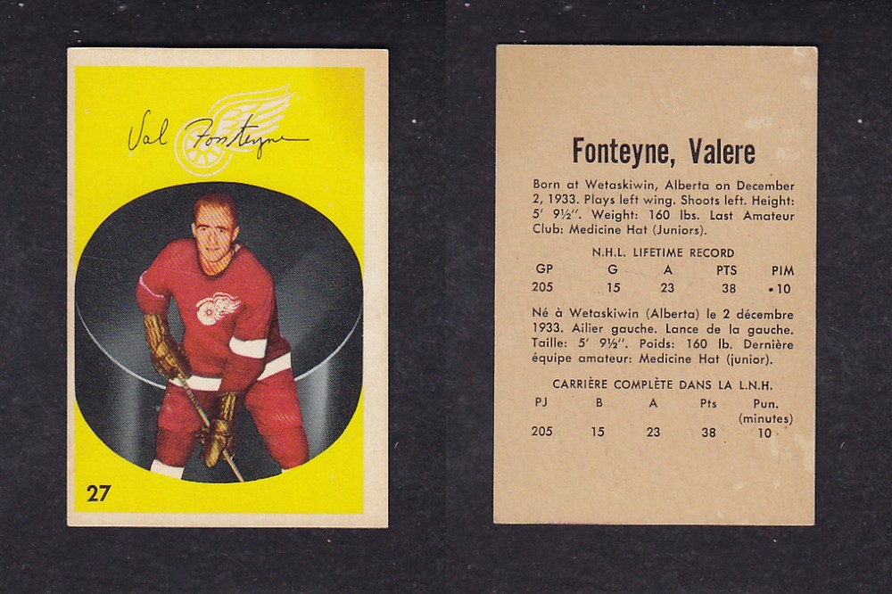 1962-63 PARKHURST HOCKEY CARD #27 V. FONTEYNE photo