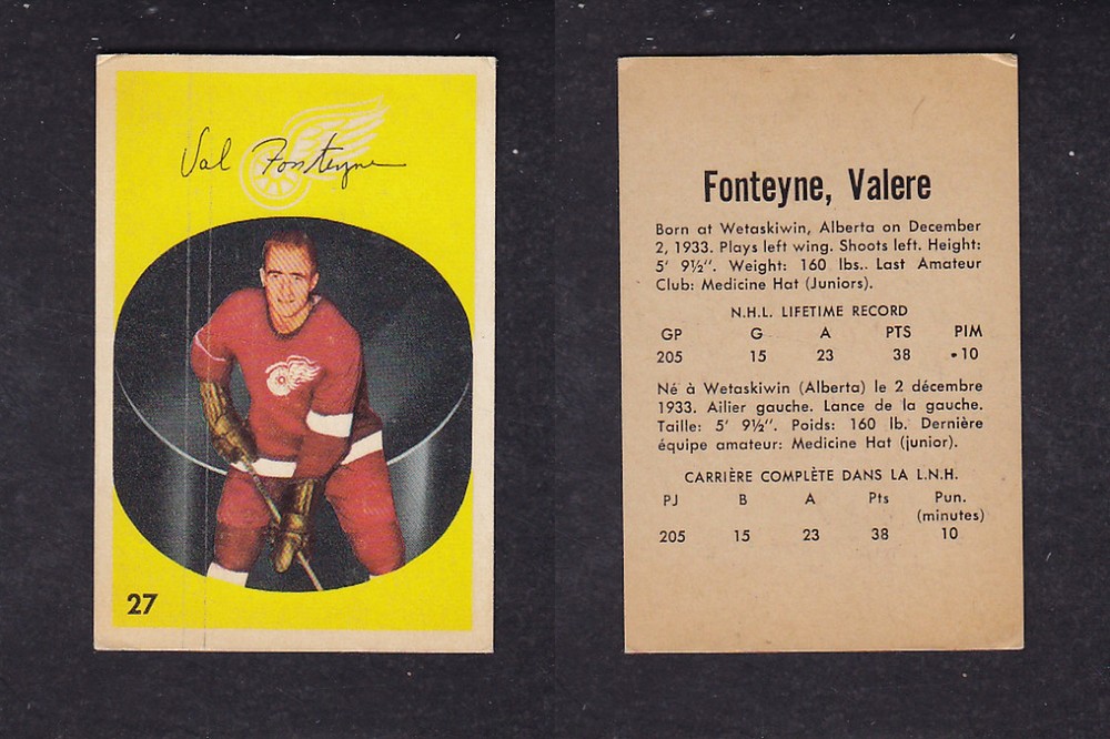 1962-63 PARKHURST HOCKEY CARD #27 V. FONTEYNE photo