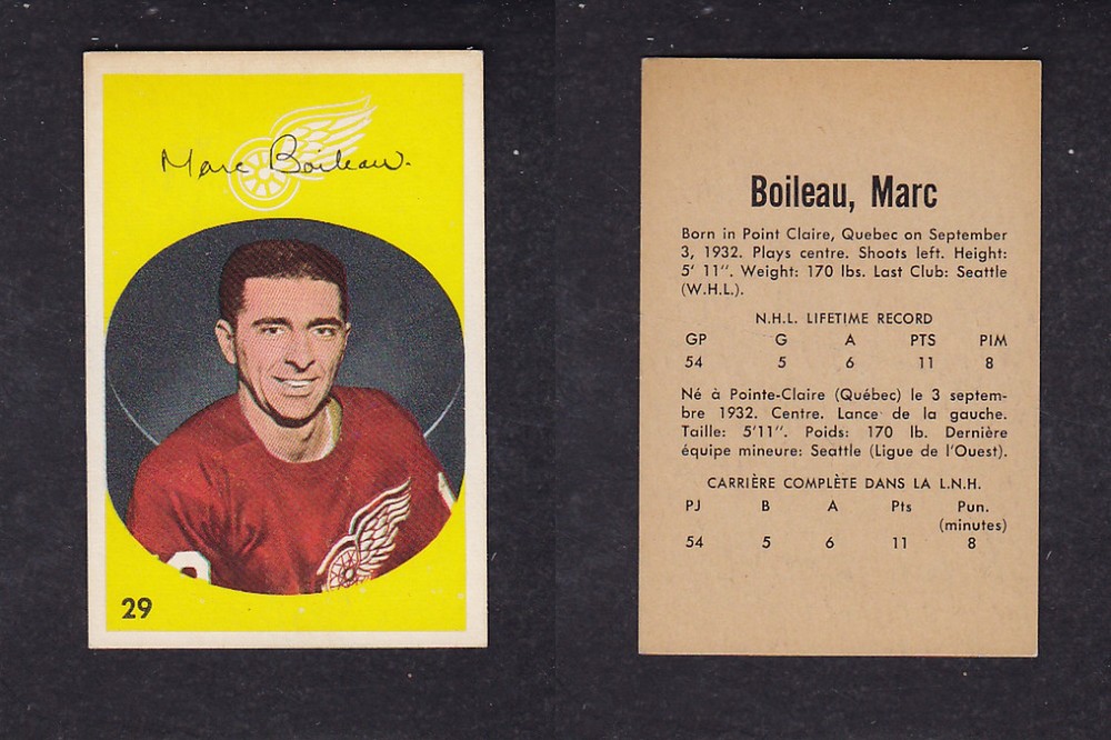 1962-63 PARKHURST HOCKEY CARD #29 M. BOILEAU photo