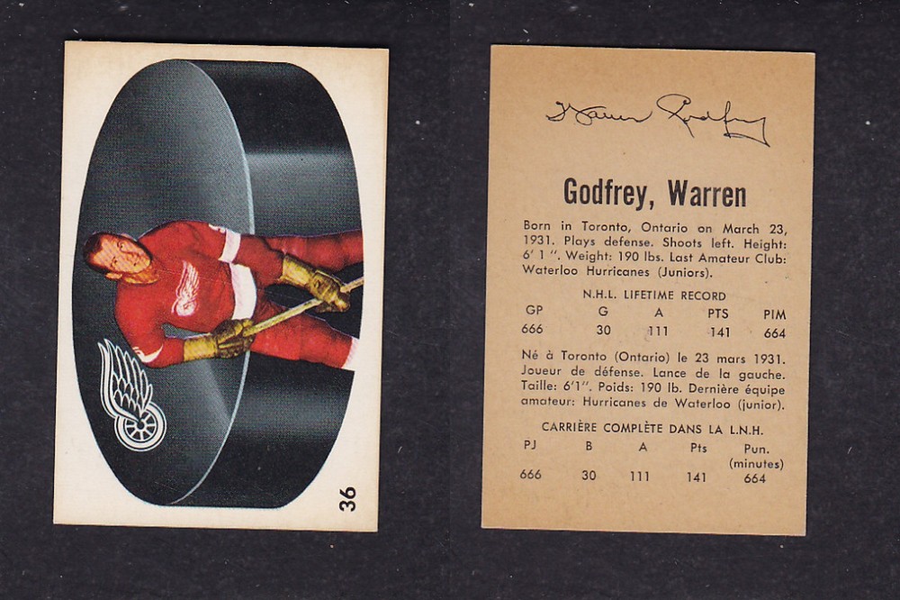 1962-63 PARKHURST HOCKEY CARD #36 W GODFREY photo