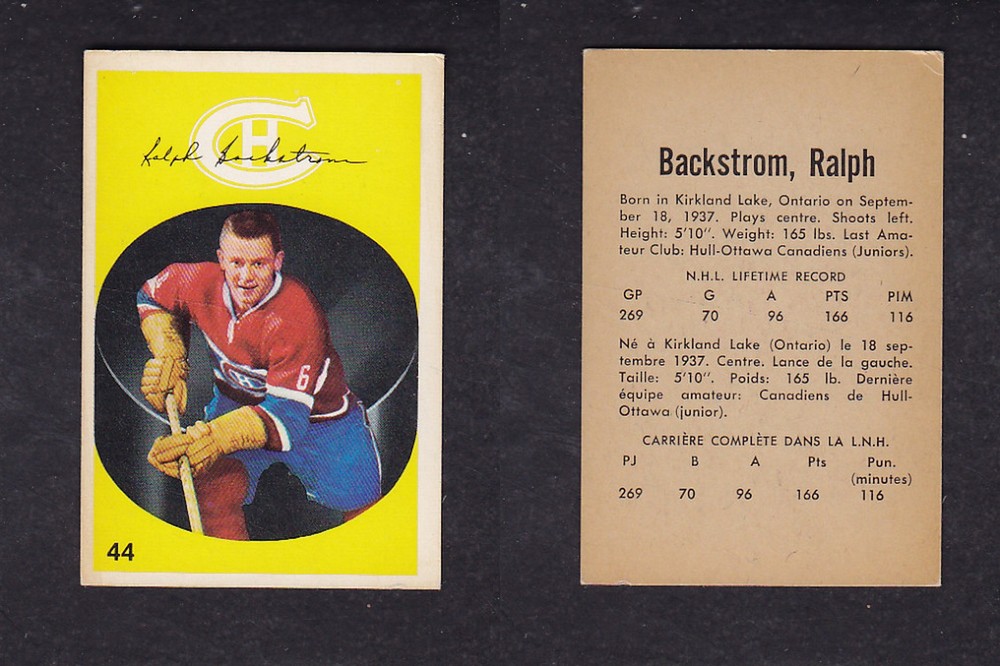 1962-63 PARKHURST HOCKEY CARD #44 R. BACKSTROM photo