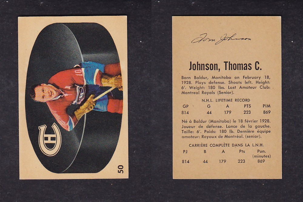 1962-63 PARKHURST HOCKEY CARD #50 T. JOHNSON photo