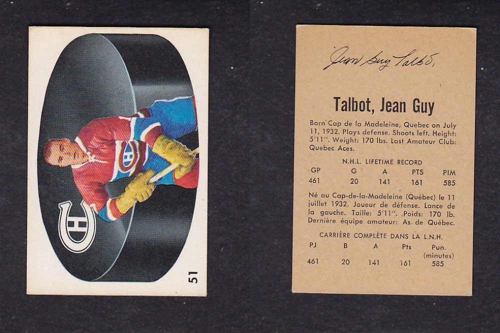 1962-63 PARKHURST HOCKEY CARD #51 J. G. TALBOT photo