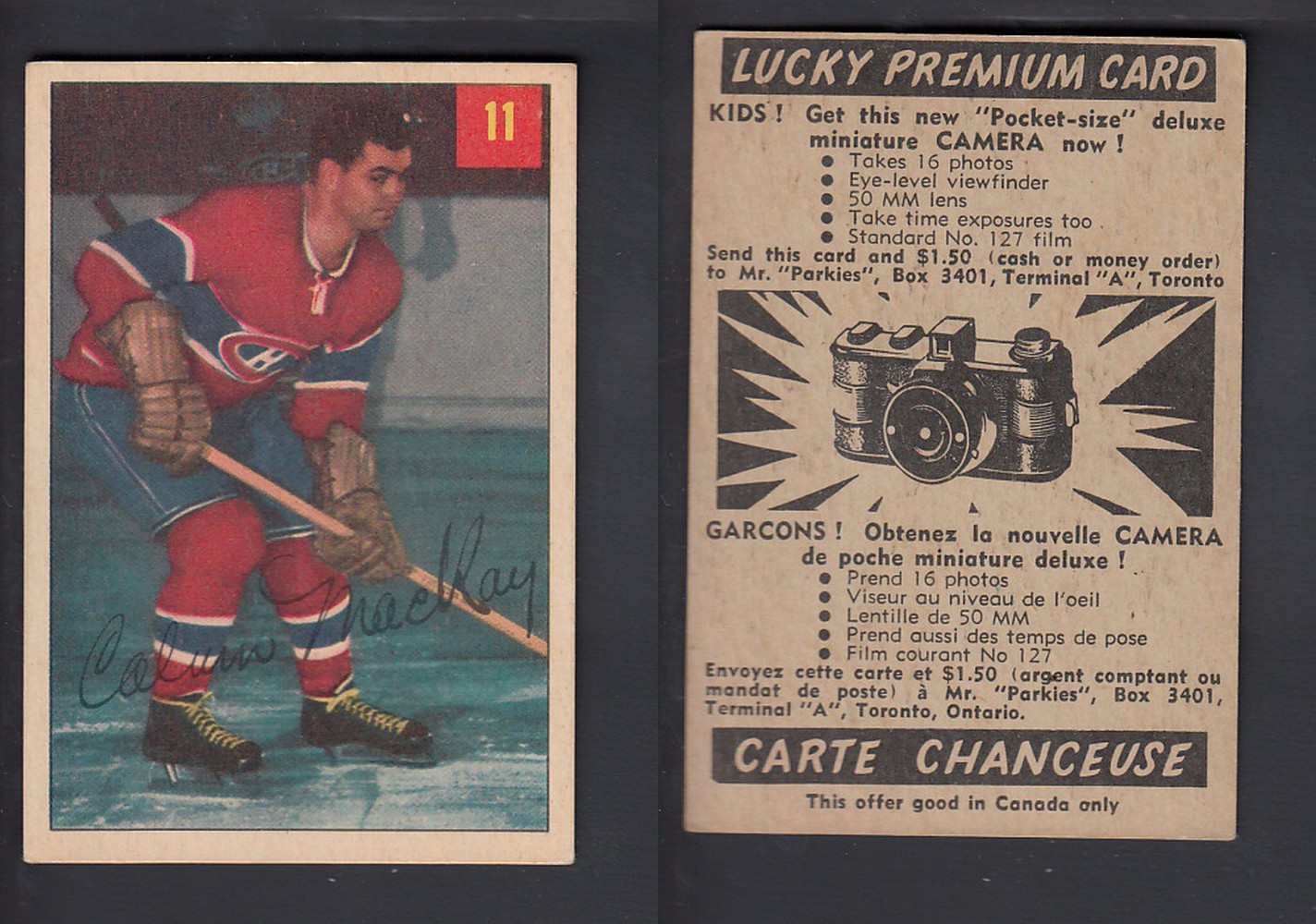 1954-55 PARKHURST HOCKEY CARD #11 C. MACKAY photo