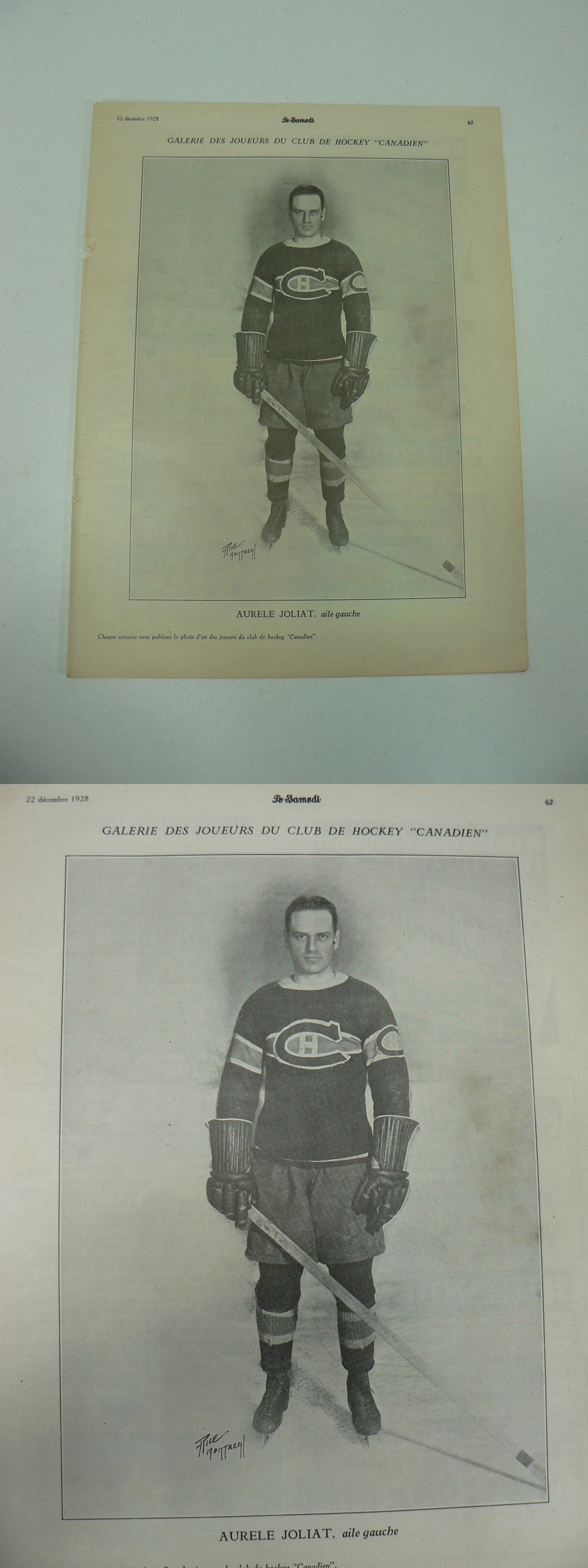1928-29 LE SAMEDI MONTREAL CANADIENS NHL PHOTO A. JOLIAT photo