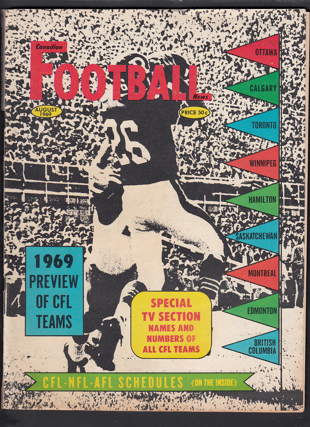 1969 CFL CANADIAN FOOTBALL NEWS FULL MAGAZINE photo