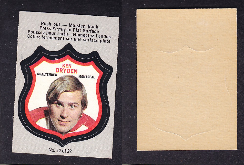 1972-73 O-PEE-CHEE PLAYER CRESTS #12 K. DRYDEN photo