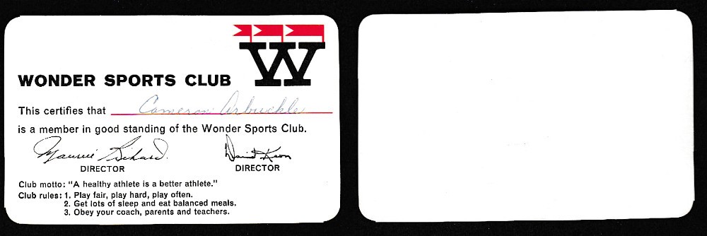 1960-61 WONDER BREAD MEMBER CLUB CARD photo