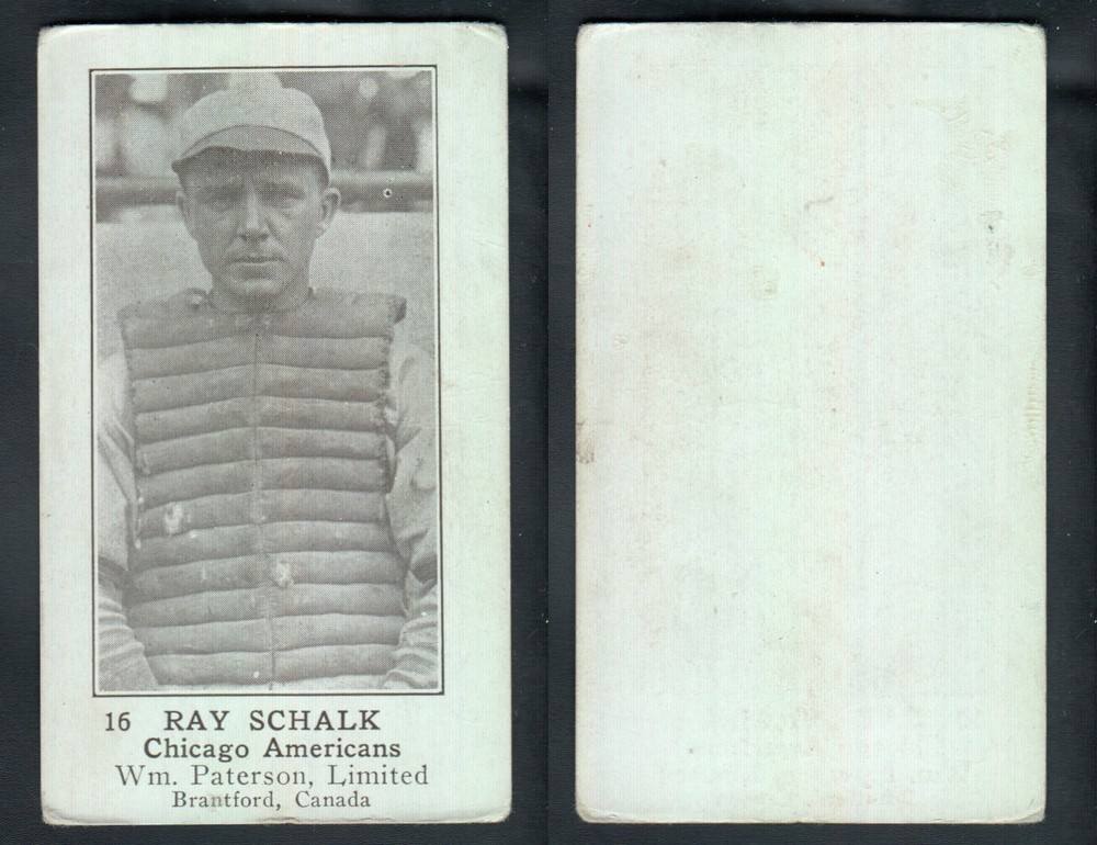 1922 WILLIAM PATERSON BASEBALL CARD #16 R. SCHALK photo