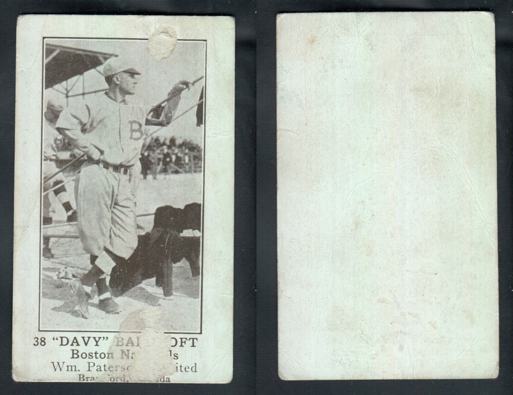 1922 WILLIAM PATERSON BASEBALL CARD #38 D. BANCROFT photo