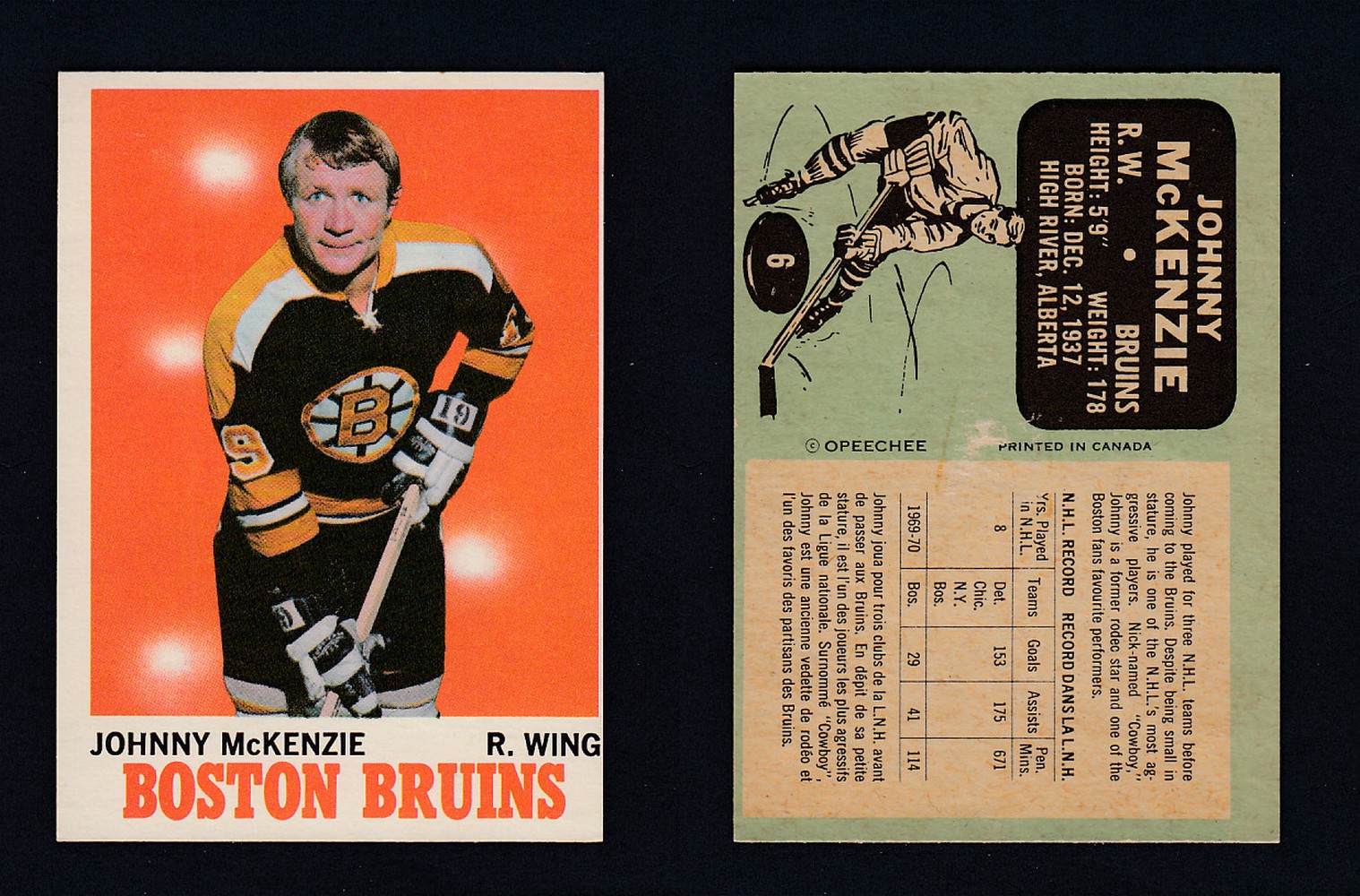 1970-71 O-PEE-CHEE HOCKEY CARD #6 J. MCKENZIE photo