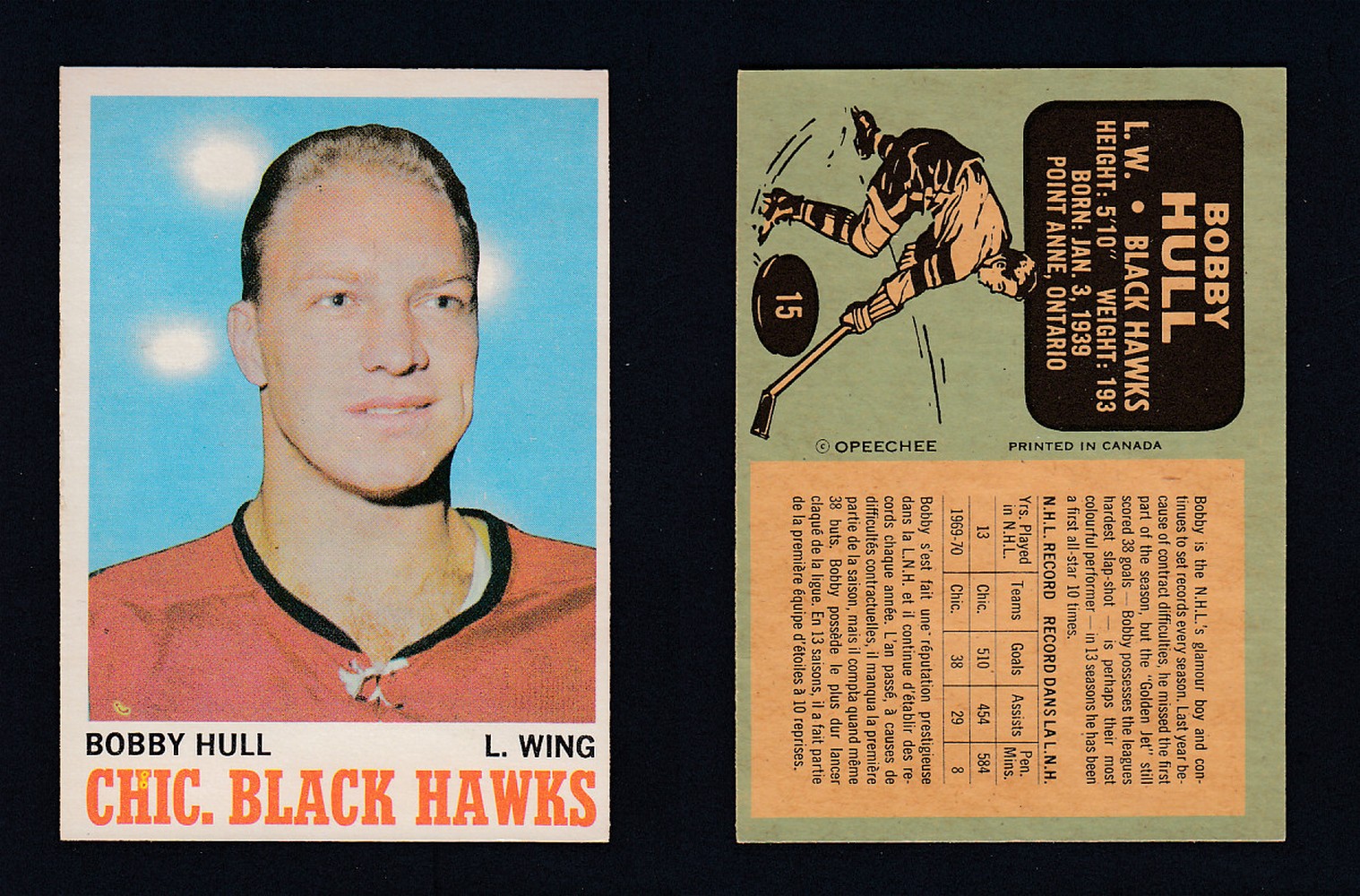 1970-71 O-PEE-CHEE HOCKEY CARD #15. B. HULL photo