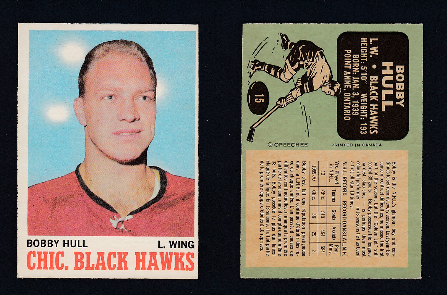 1970-71 O-PEE-CHEE HOCKEY CARD #15. B. HULL photo