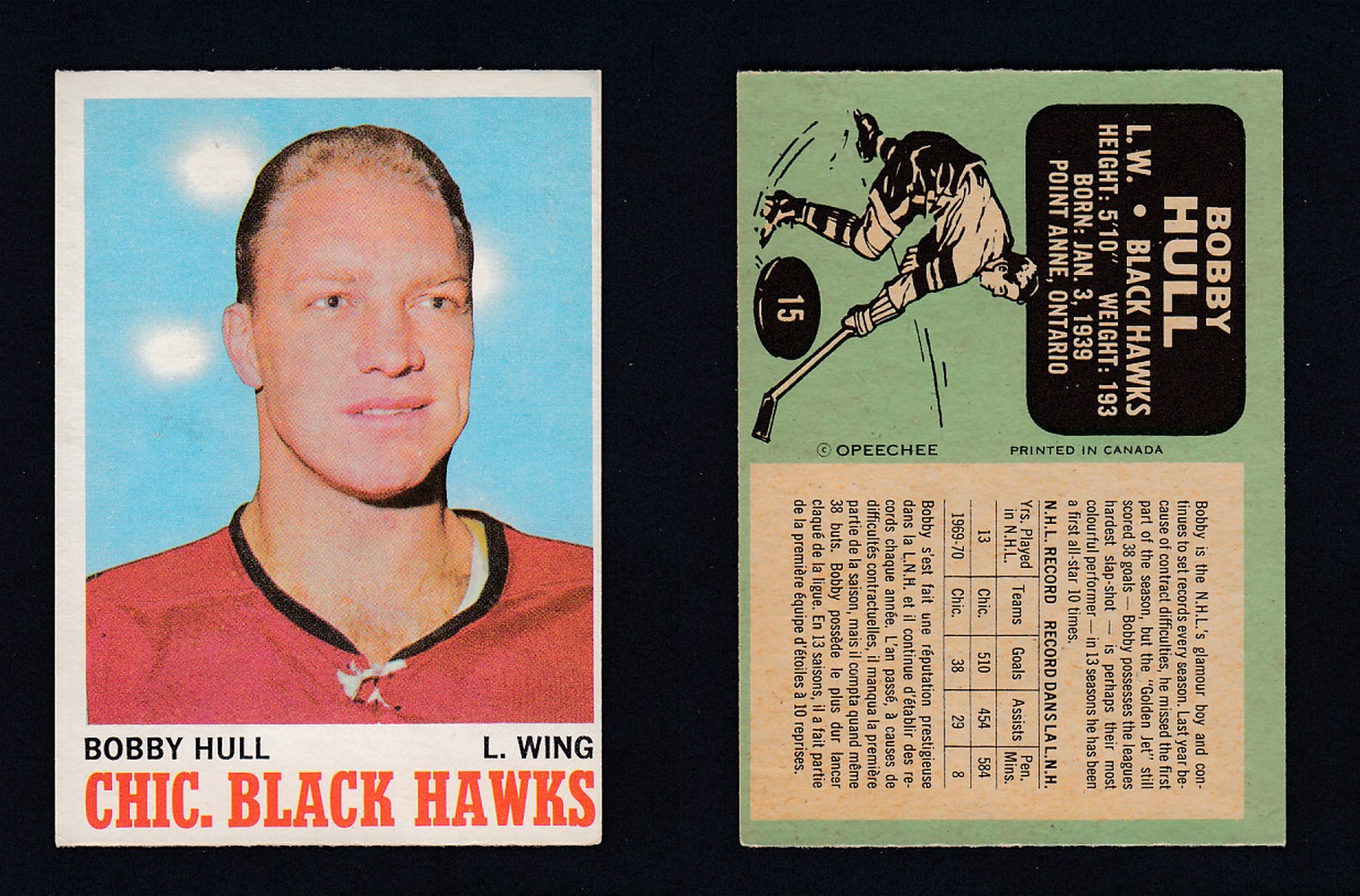 1970-71 O-PEE-CHEE HOCKEY CARD #15. B. HULL photo