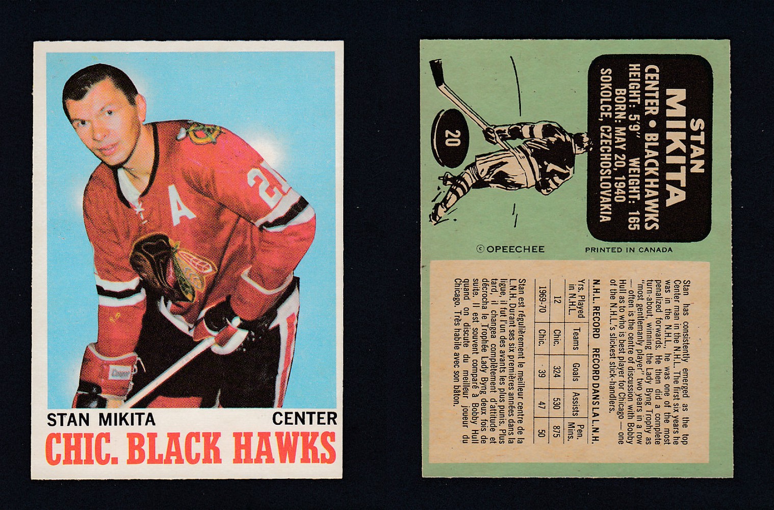 1970-71 O-PEE-CHEE HOCKEY CARD #20 S. MIKITA photo