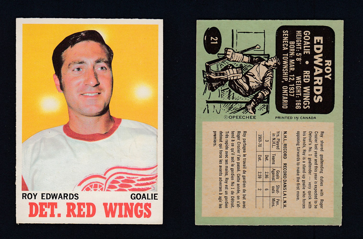 1970-71 O-PEE-CHEE HOCKEY CARD #21 R. EDWARDS photo