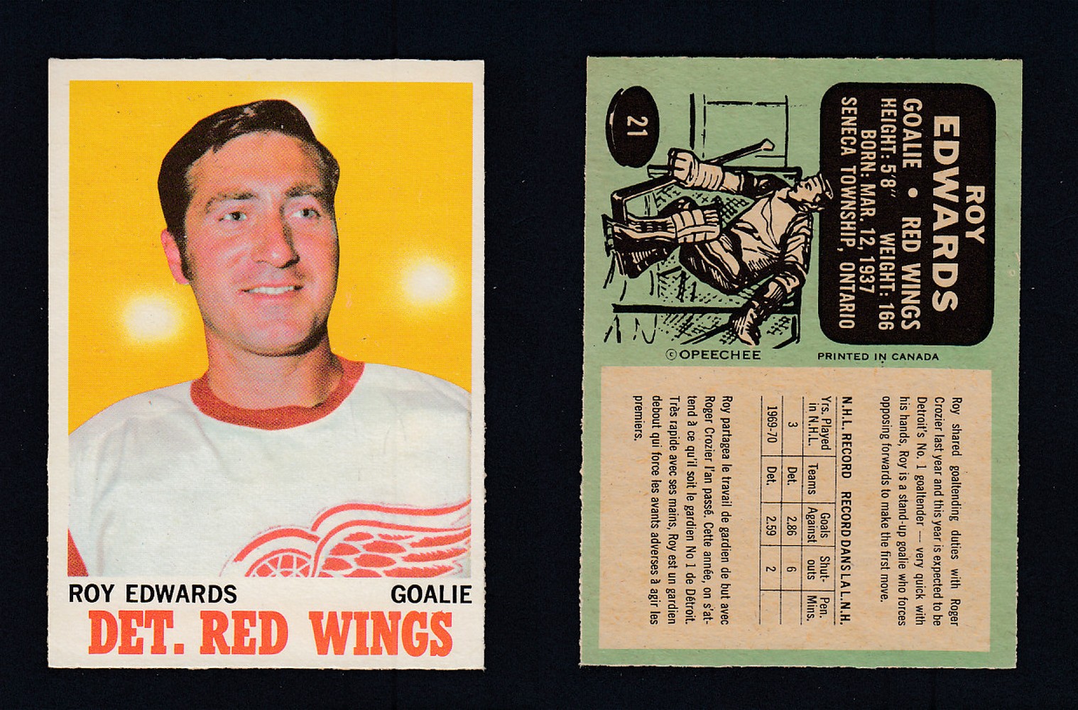 1970-71 O-PEE-CHEE HOCKEY CARD #21 R. EDWARDS photo