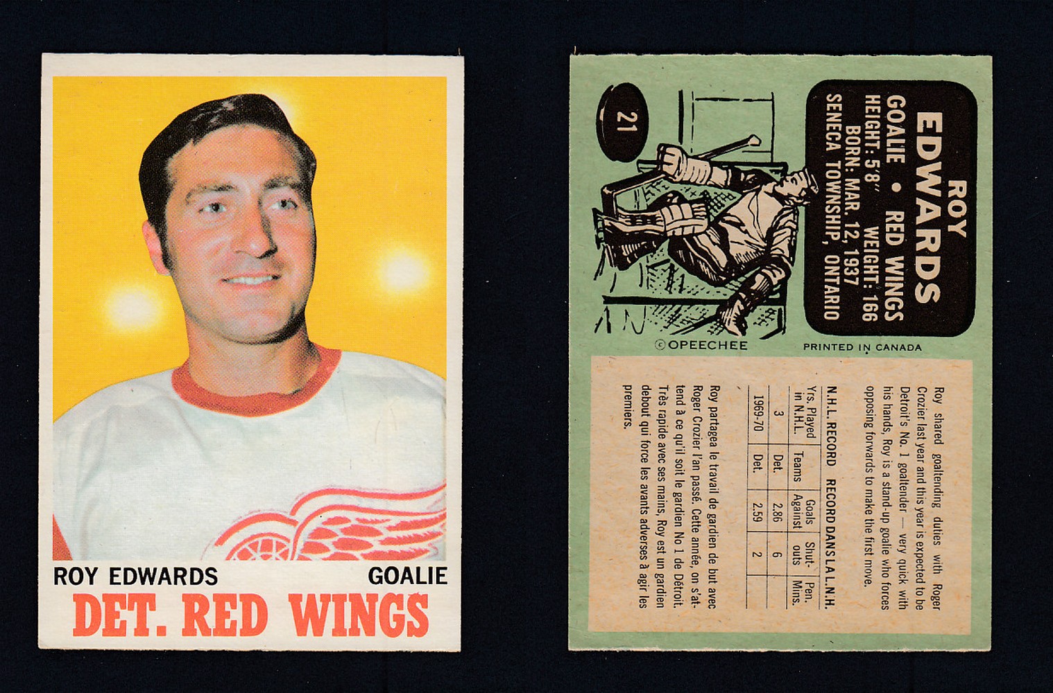 1970-71 O-PEE-CHEE HOCKEY CARD #21 R. EDWARDS photo